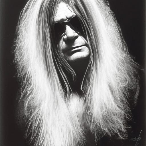 Ozzy Osbourne Portrait in Hyperdetailed Splash Art Style