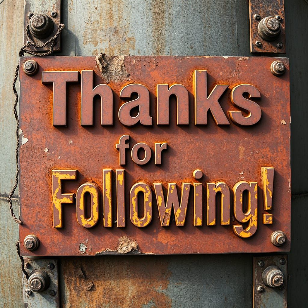 Distressed Industrial Sign: Thanks for Following