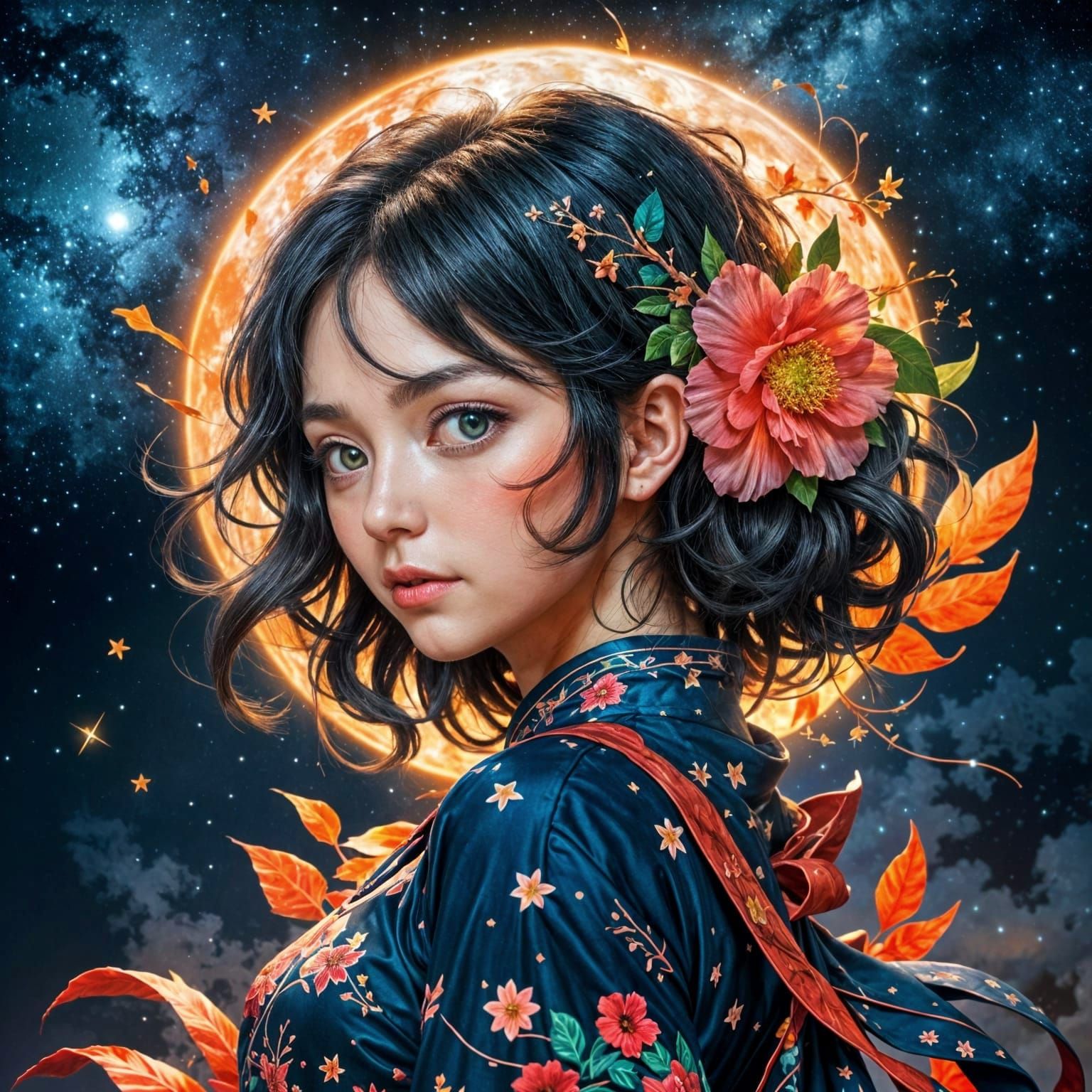 Starry Camellia Blooms Under Lunar Light