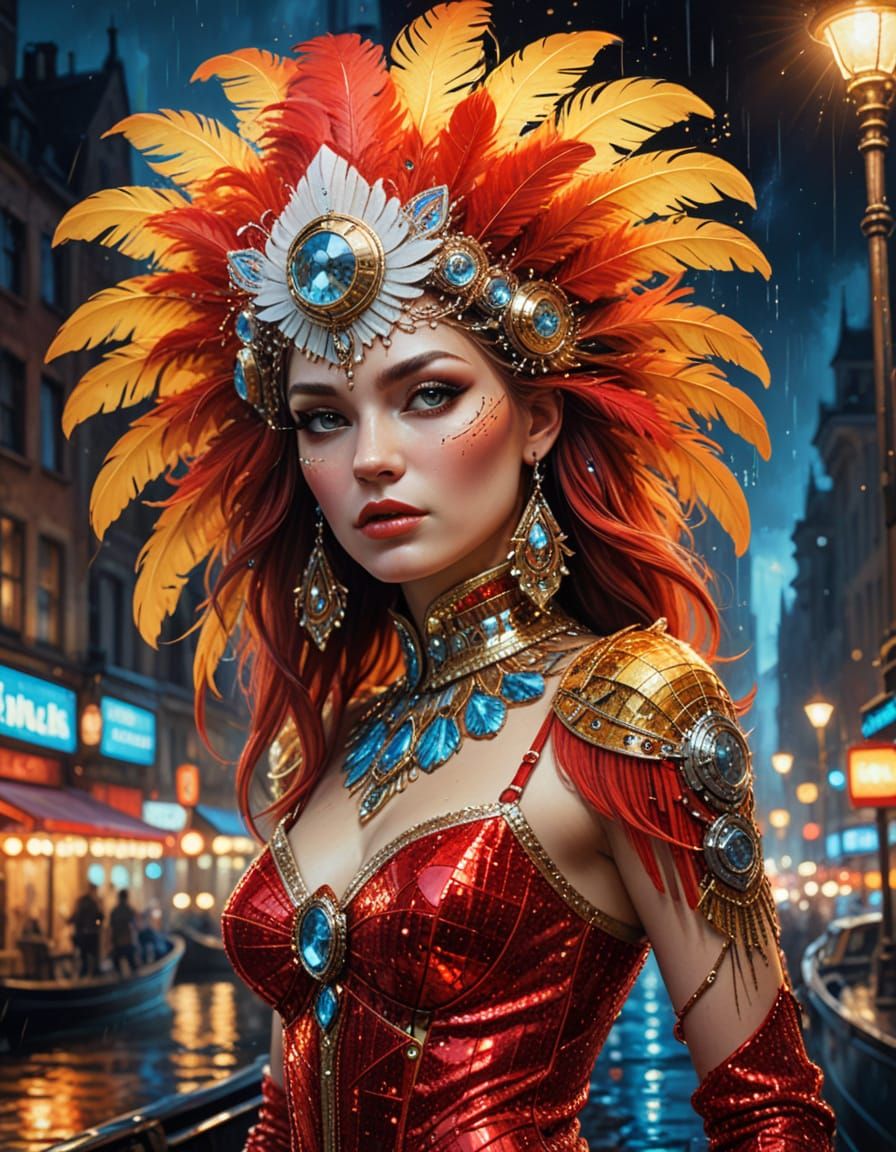 Futuristic Showgirl with Unusual Hairstyle