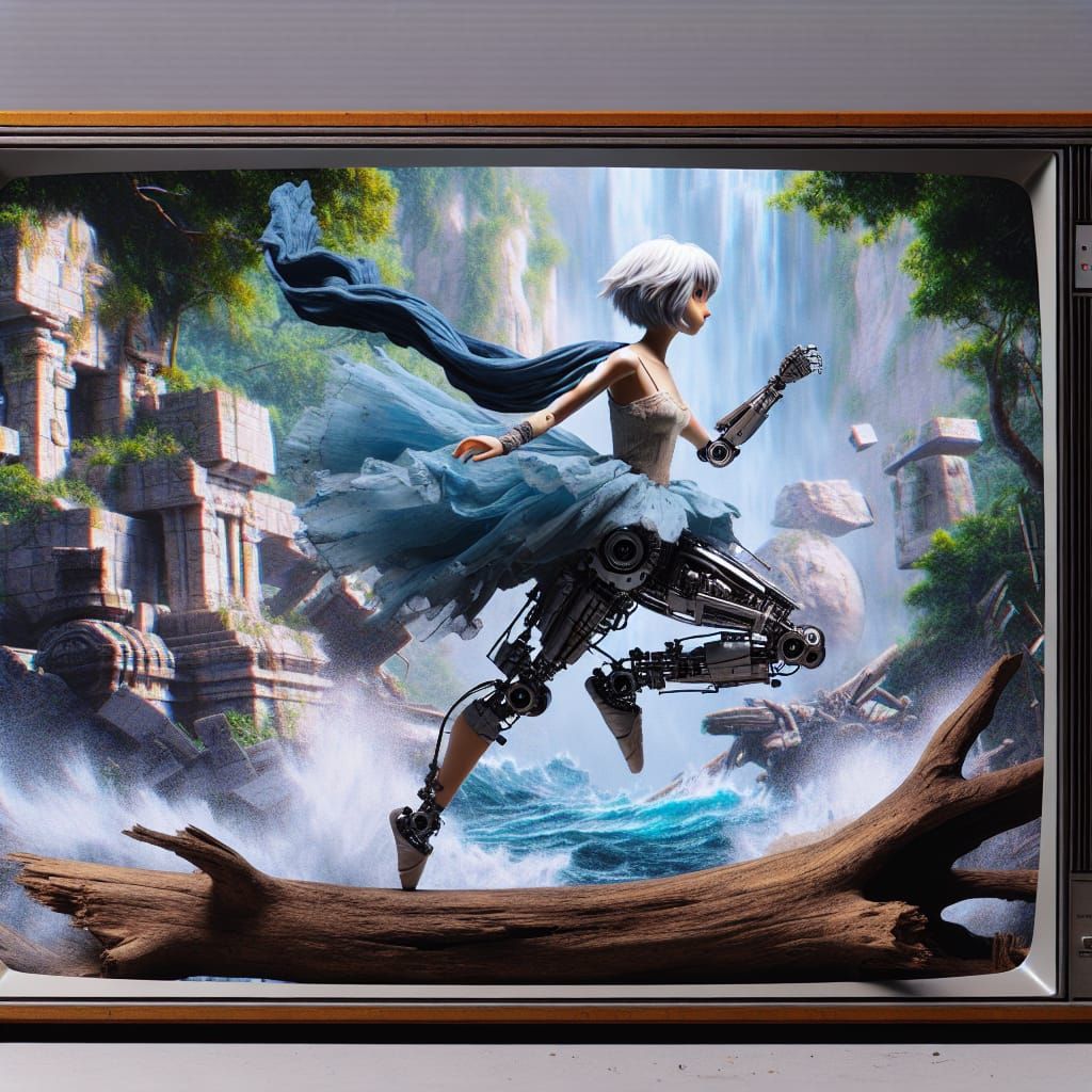 Cyberpunk Princess Speeds Across Ancient Jungle Ruins on Dis...