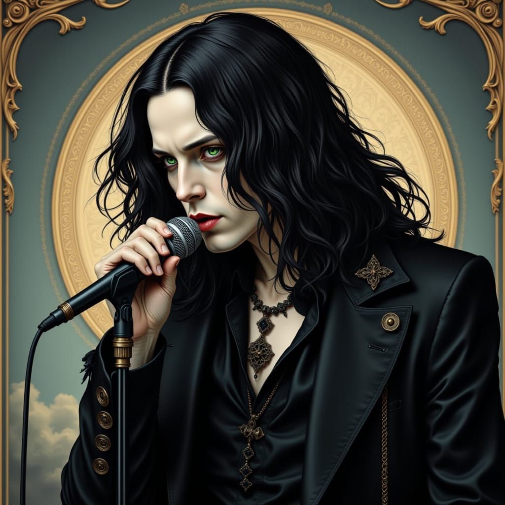 Ville Valo Singing Intensely in Moody Lighting