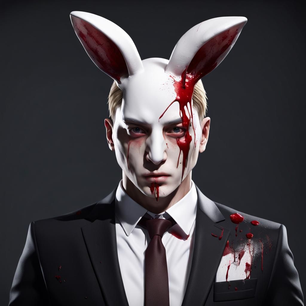 Killer in Bunny Mask: Hyperrealistic 3D Portrait