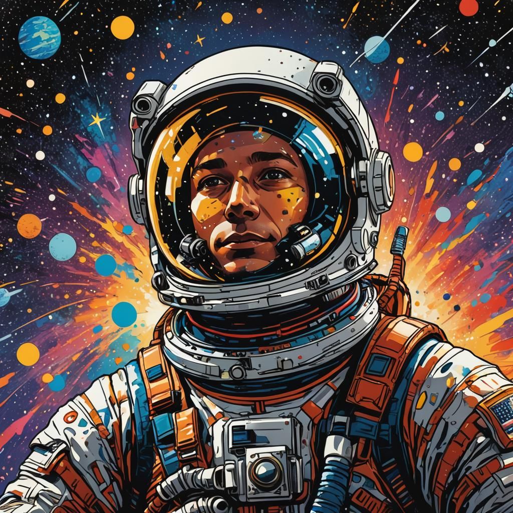 Pop Art Astronaut in Outer Space