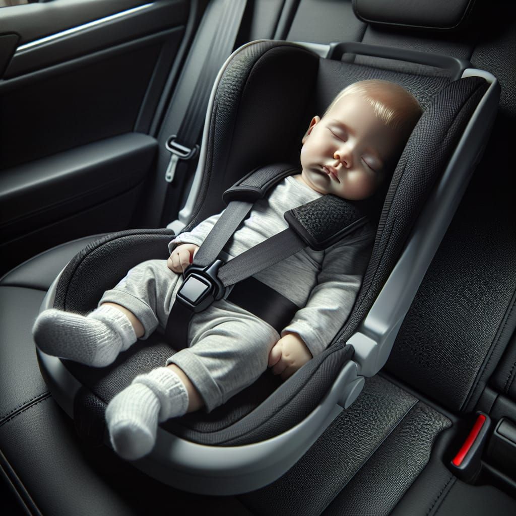 Peaceful Sleeping Baby in Car Seat