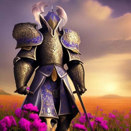 Noble Dark Elf Knight in Flower Meadow