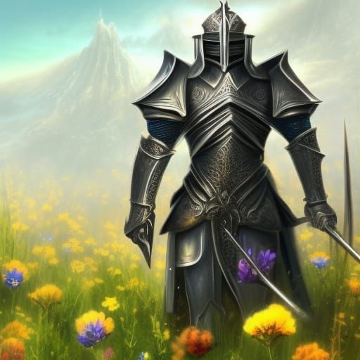 Noble Dark Elf Knight in Flower Meadow