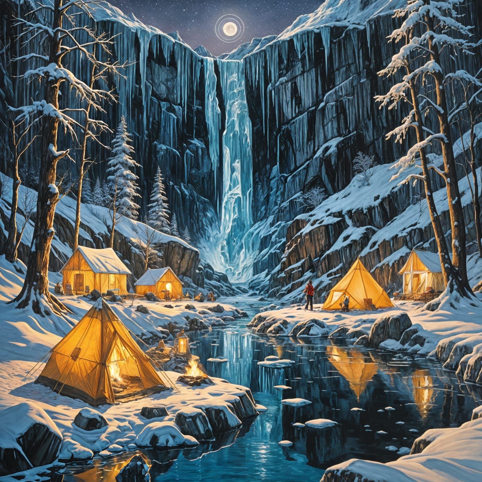 Frozen Serenity in Moonlit Splendor