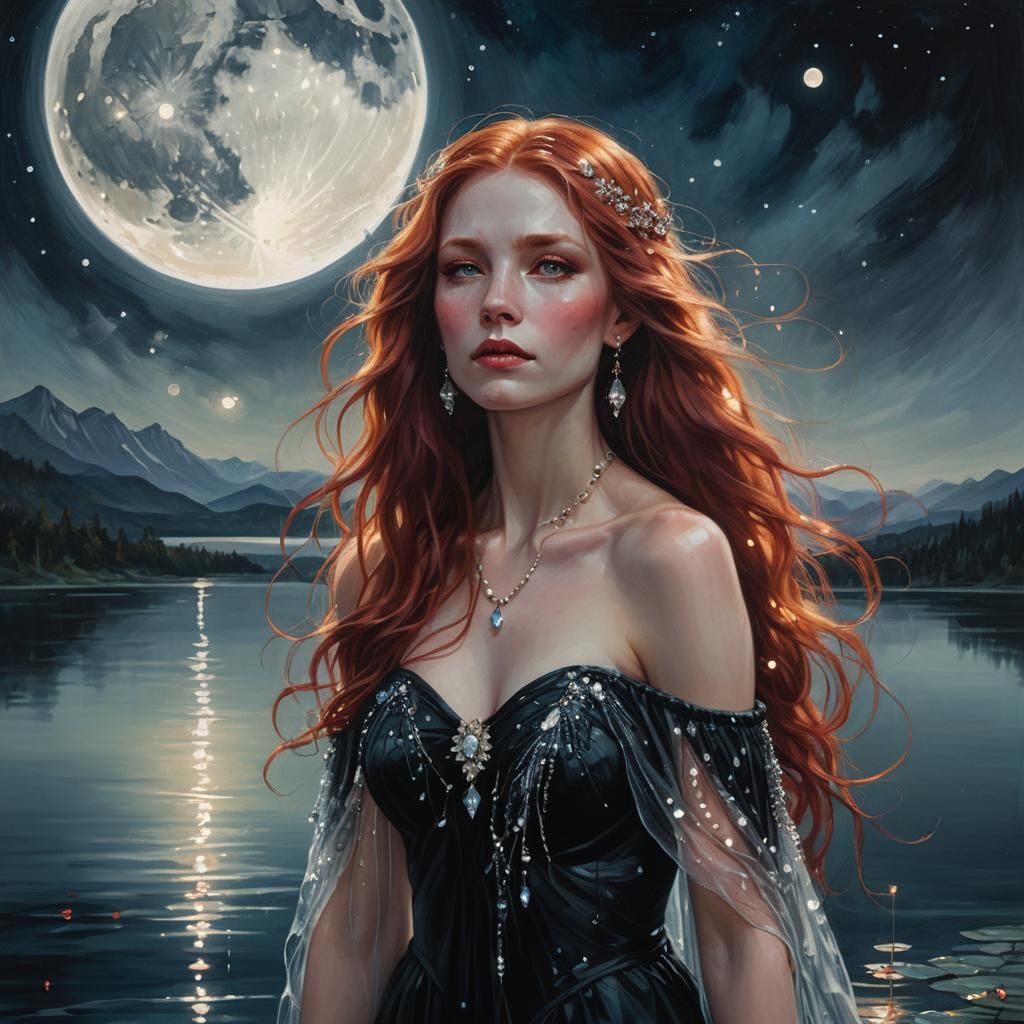 Ethereal Goddess by Crystal Lake in Oil Painting Style