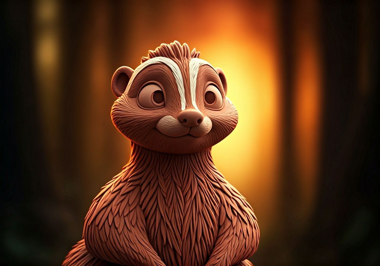 Detailed Clay Skunk Sculpture in 3D Digital Art