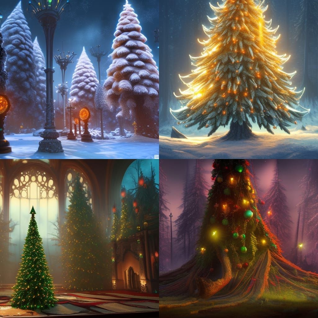 Detailed Christmas Tree Matte Painting in 8K