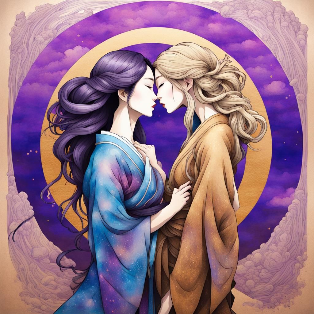 Psychedelic Sumi-e Kiss: Fantasy Art in Japanese Style