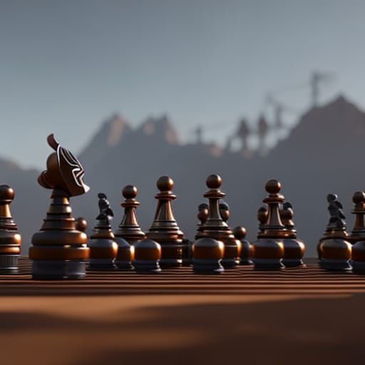 Human Chess Board in 3D Cinematic Style