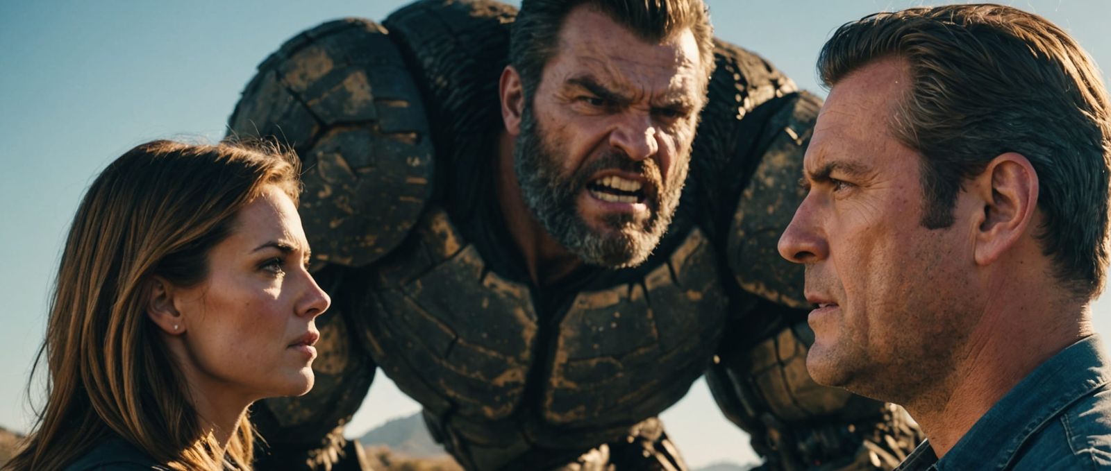 Woman Slapping Giant Man: Cinematic Photography