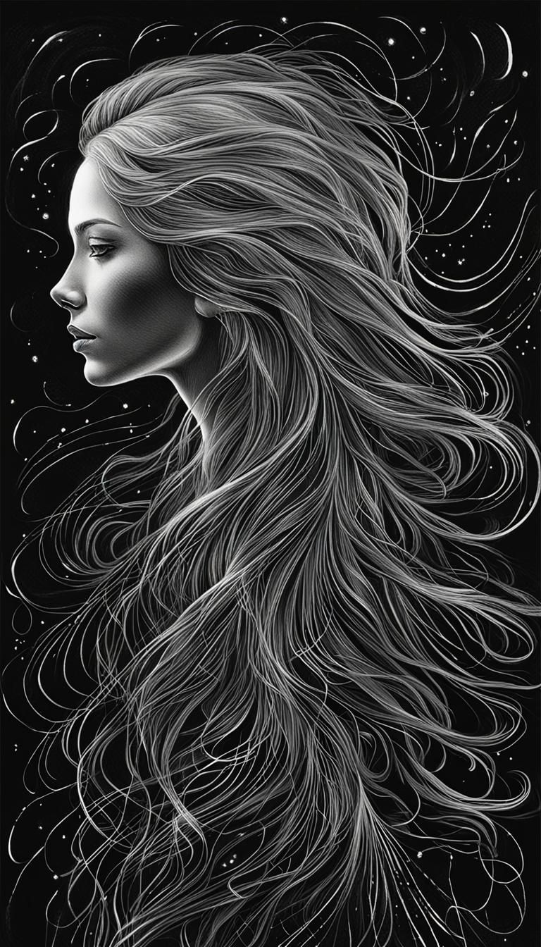 Ethereal Goddess in Luminous Pencil Sketch