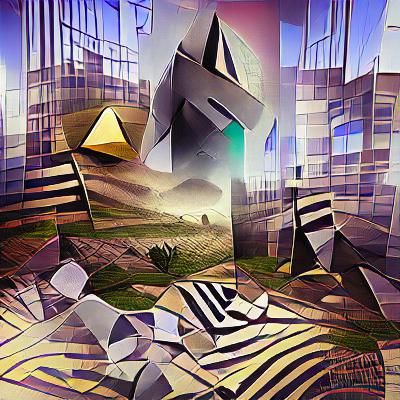 Abstract Landscape: Cubist Art Deco in Surreal Style