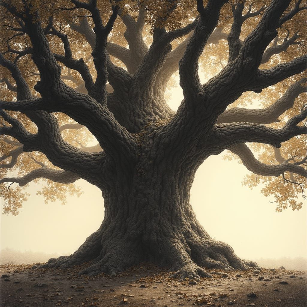Majestic Oak Tree in Renaissance Style