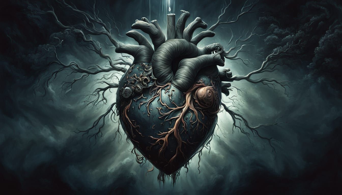 Metaphysical Heart Painting: Deep Contemplation and Ethereal...