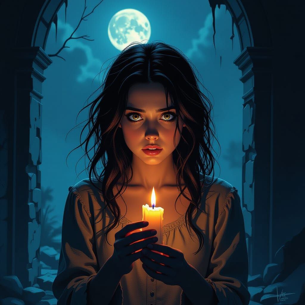 Terrified Woman Escapes Haunted Moonlit Manor