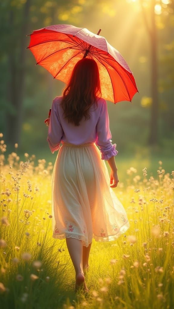 Impressionist Masterpiece: Woman in Sunlit Grass