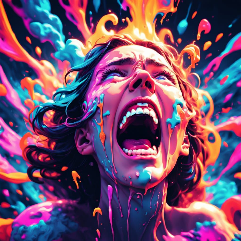 Surreal Scream in Vibrant Expressionism