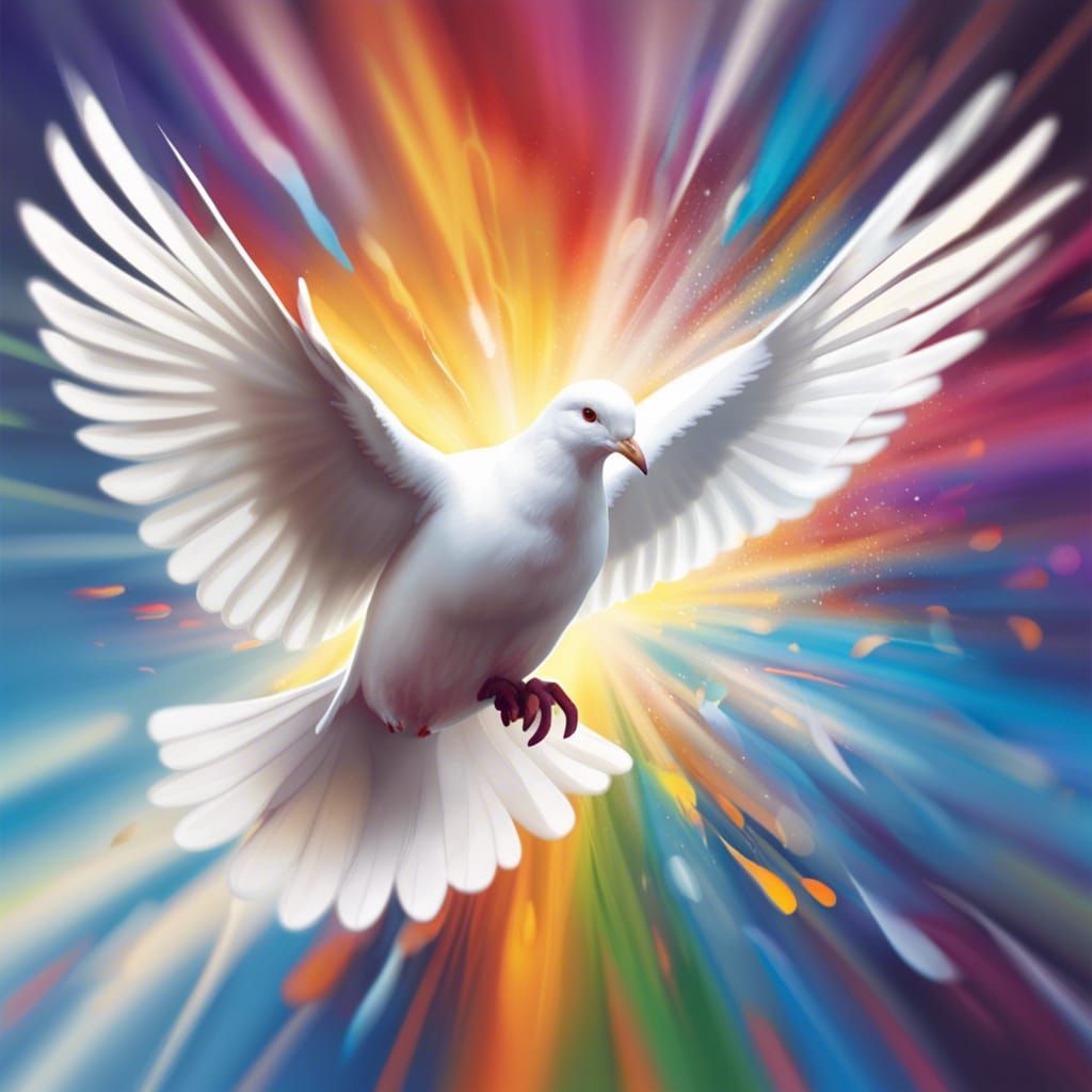 Dove Flying with World Behind, Hyperrealistic Art