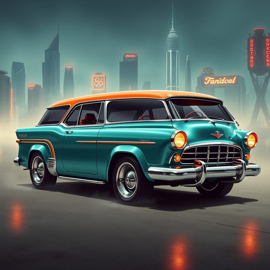 Futuristic 1955 concept SUV, hatchback