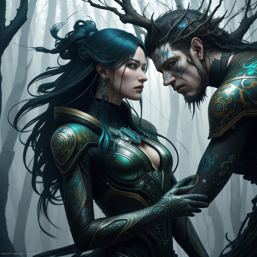 Autumn Birch Forest in Maximalist Style