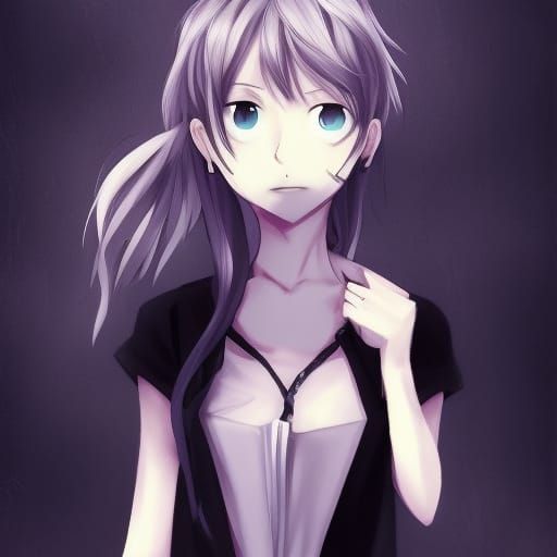 Anime Style Portrait with Blurred Face