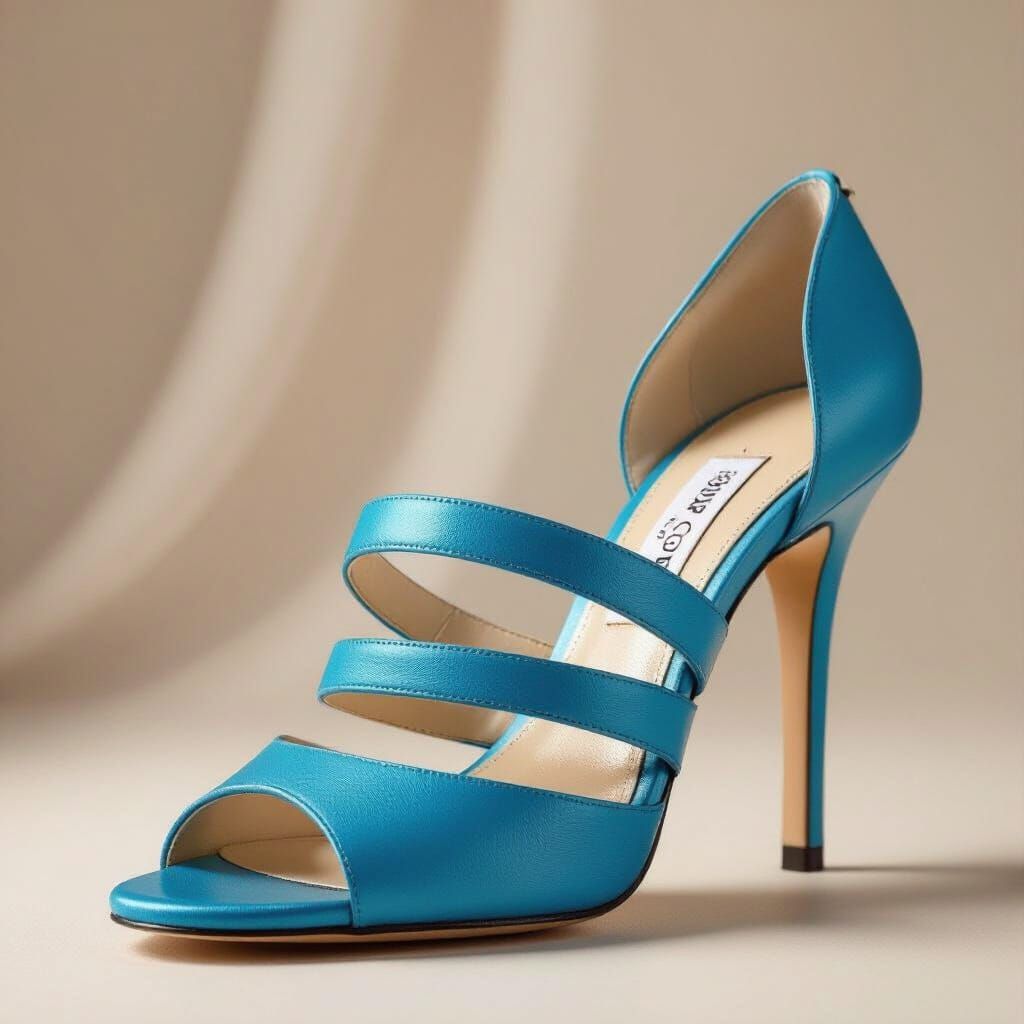 Elegant Blue Stiletto Shoe with Curved Lines