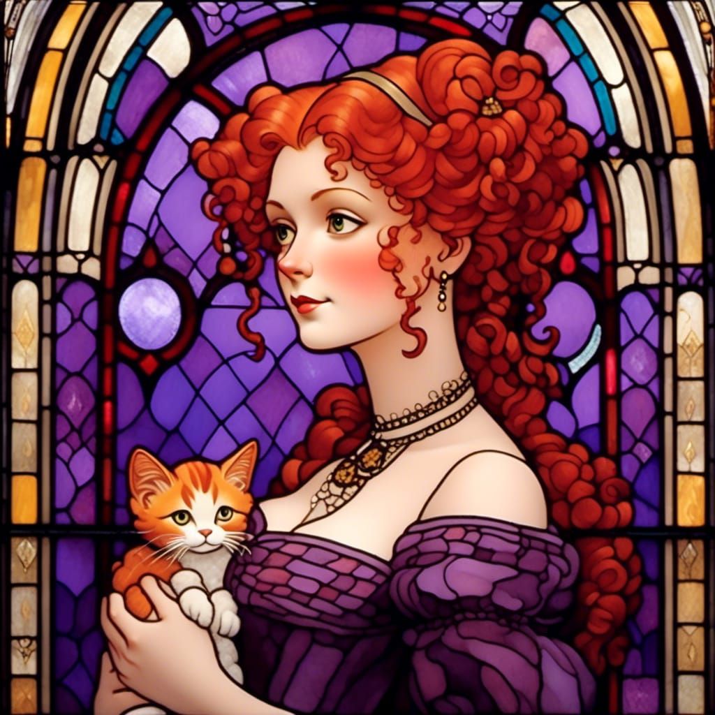 Garfield as Victorian Lady with Red Hair