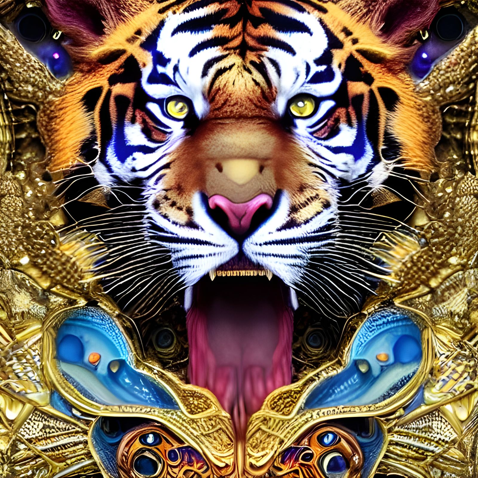 Intricate Cosmic Tiger in Studio Ghibli Style