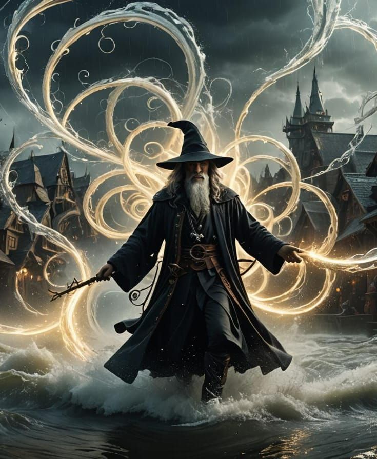 Archmage Wellardus Horne casting "Control Water" to clear a ...