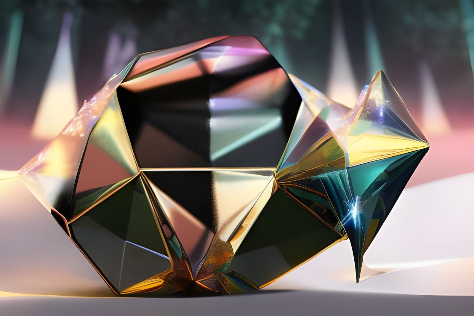 Prism Dissolving into Mirrored Rainbow Sphere