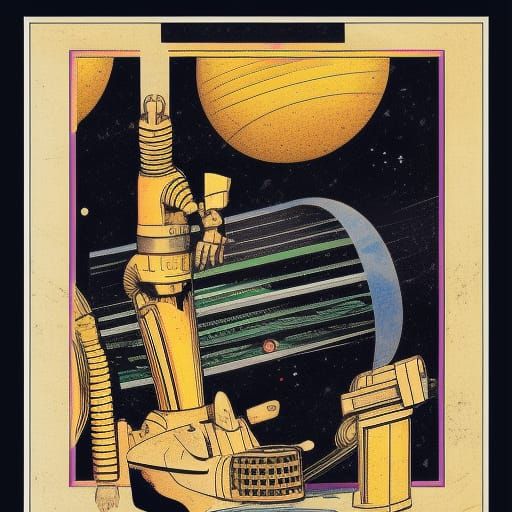 Art Deco Space Scene in H.R. Giger Style
