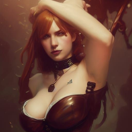 Pirate Woman Portrait in Art Nouveau Style