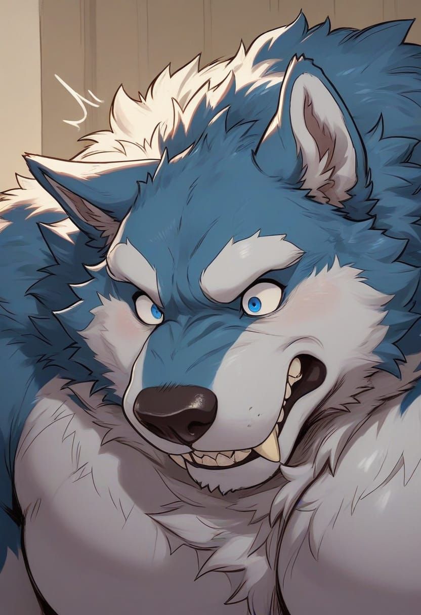 Blue Dire Wolf Portrait with Detailed Eyes