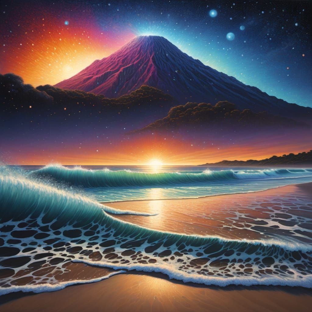 Supernova Tahuna Sands in Kinetic Pointillism Style