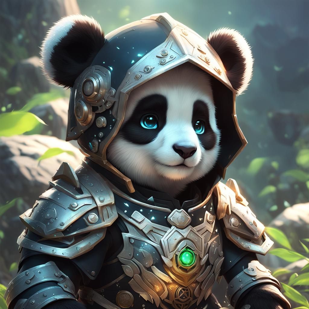 Elemental Panda Cub in Anime Style
