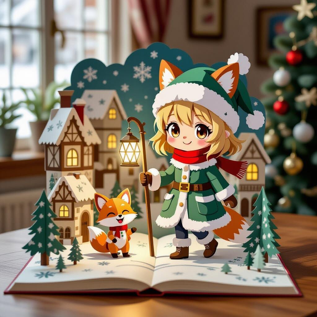 Medieval Winter Streetscape Pop-Up Book Scene