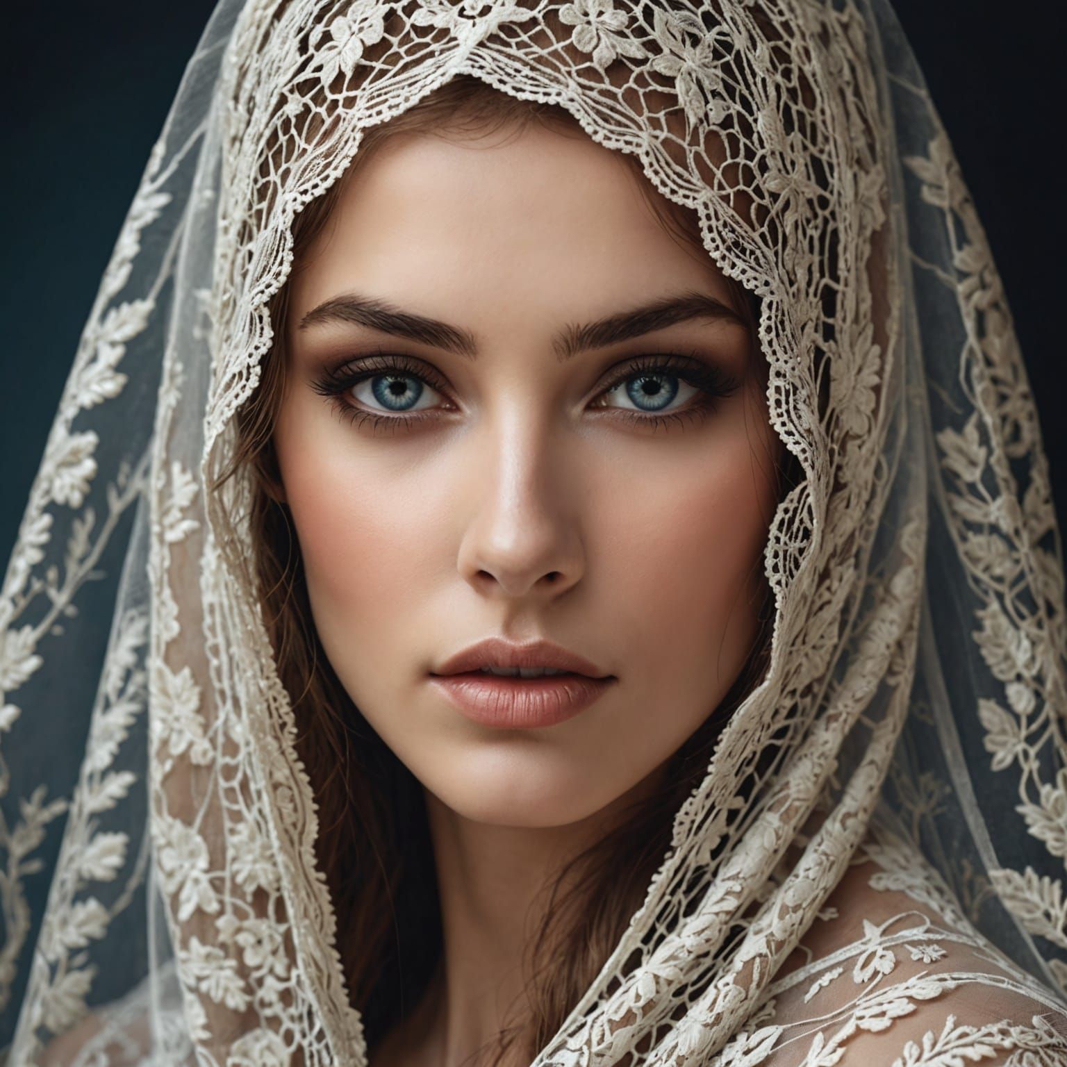 Veiled Woman Portrait in Ultrarealistic Digital Art