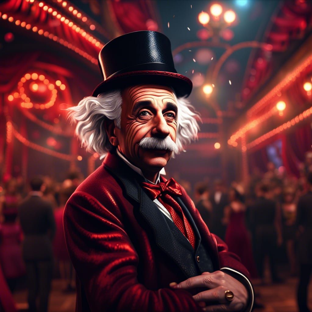 Einstein as Moulin Rouge Dancer in Detailed Painting