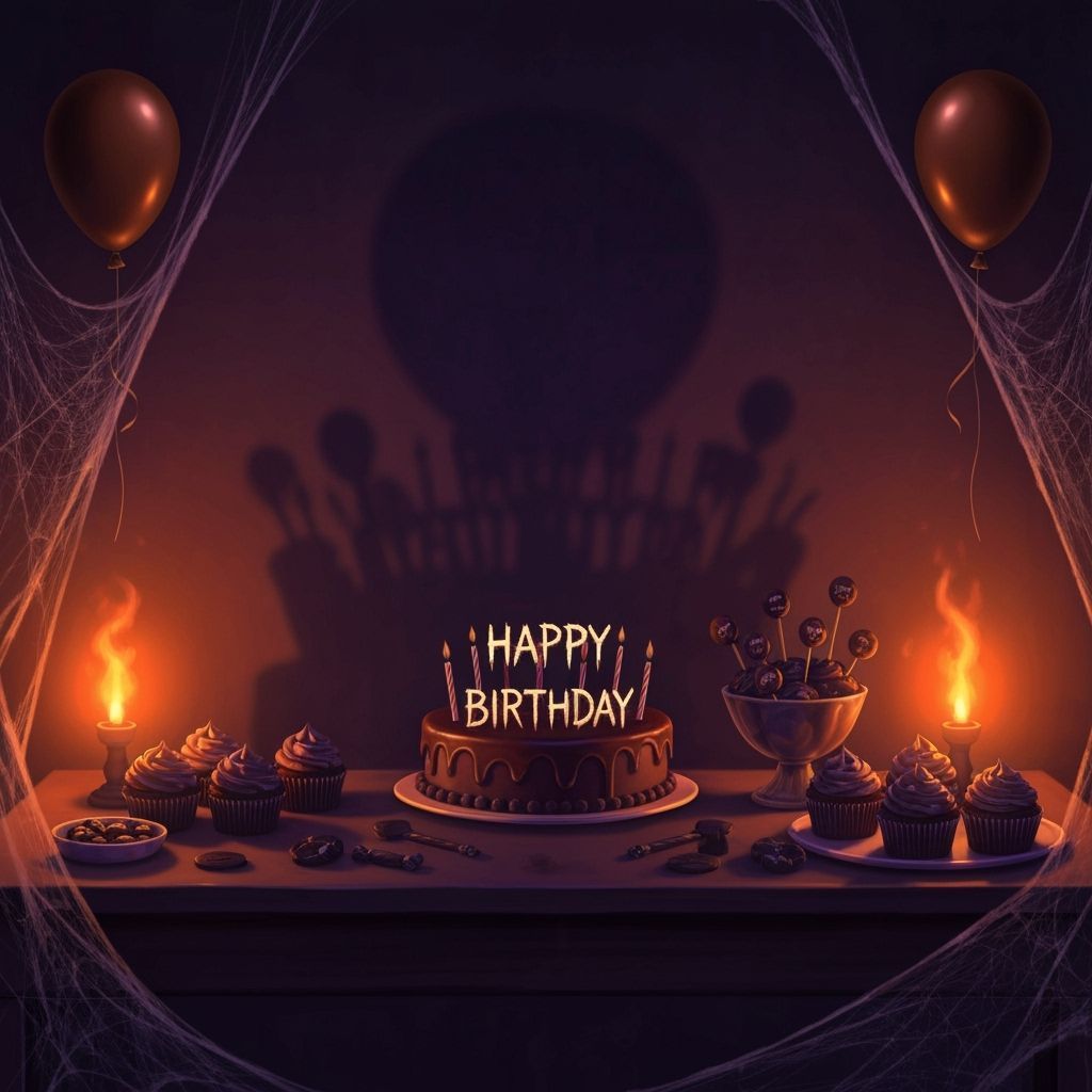 Eerie Birthday Party Still Life in Dim Light