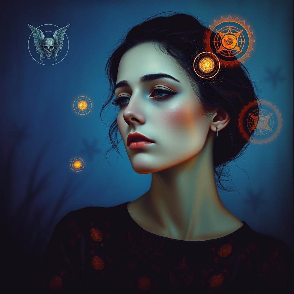 Ethereal Woman Lost in Mystical Realm