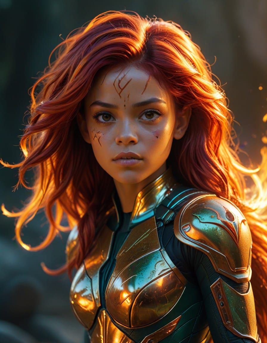 Starfire: Jenna Ortega as Alien Superheroine in Comic Style