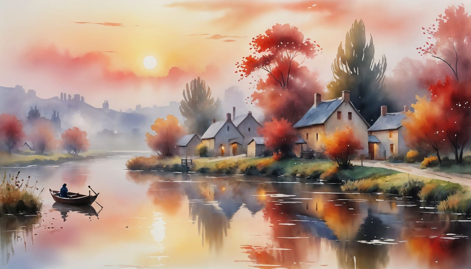 dorp aan de rivier/village at the river