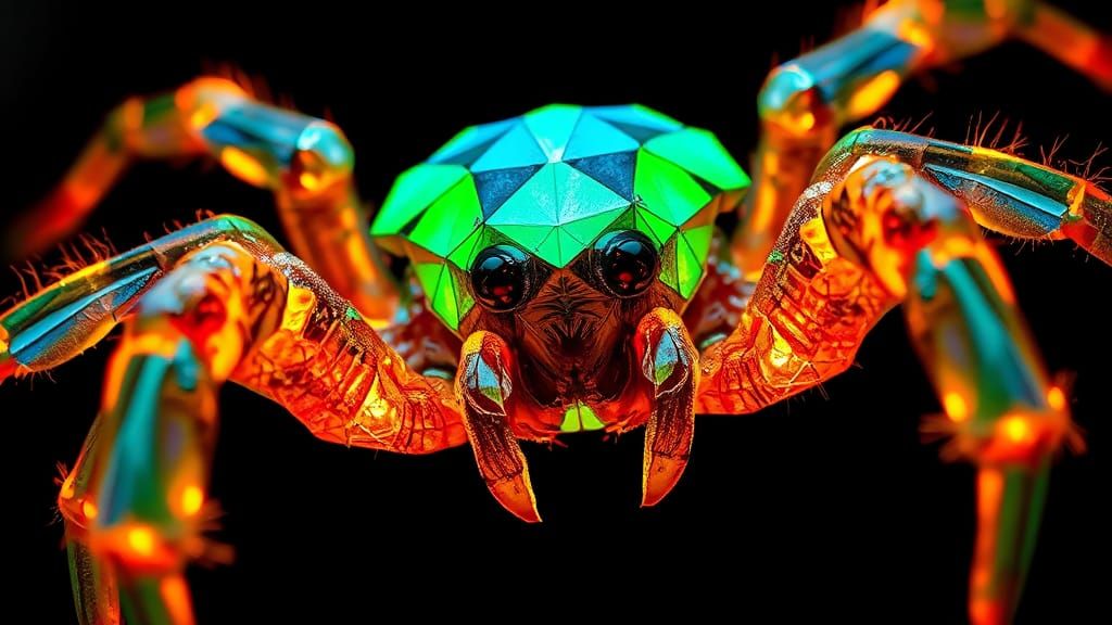 Colossal Geometric Crab Spider in Electric Hues