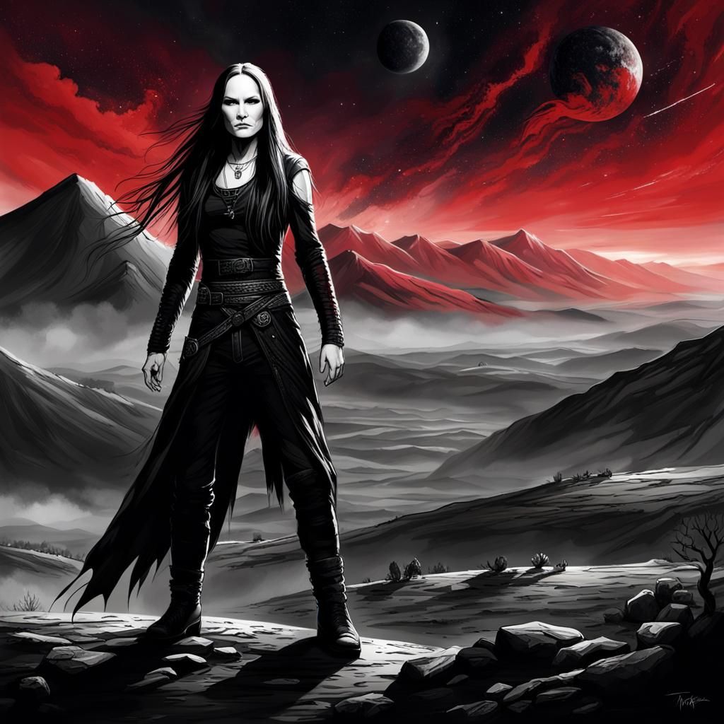 Portraits in Black and White with Galaxy Background