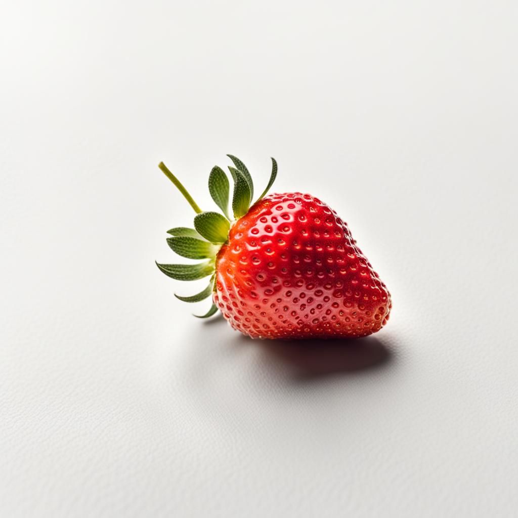 Single Strawberry on White: Minimalist Still Life