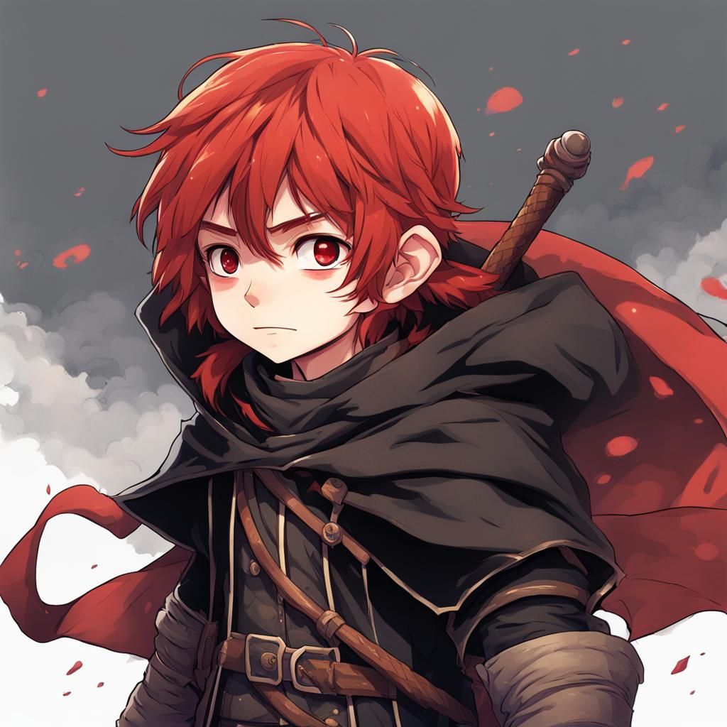 Nonbinary Halfling Rogue in Anime Style